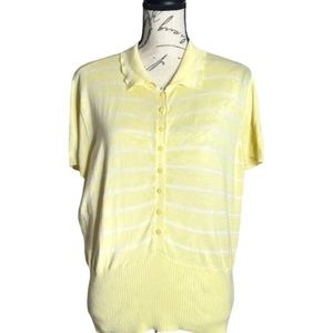 Vintage Y2K Top Tommy Hilfiger Yellow White Stripes Top